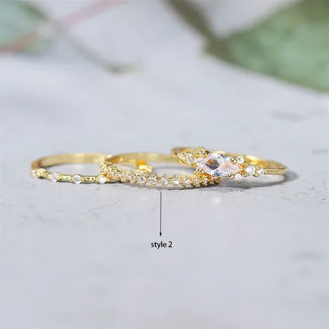 Luxuriöse Vergoldete Kupfer Fingerringe Mit Marquise Zirkonia Elegante Pave Kristall Schmuck Für Damen Täglicher Gebrauch