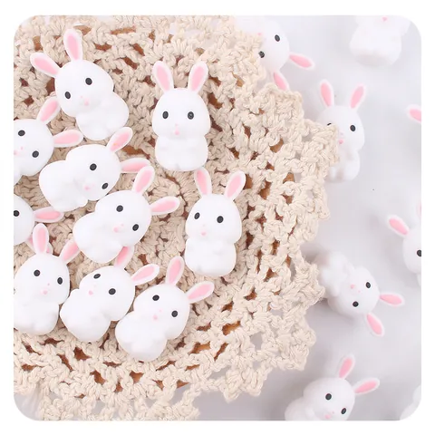 Cartoon 3D Silicone Little White Rabbit Teether Beads For Baby DIY Pacifier Chain Accessories Soft Molar Toy BPA Free
