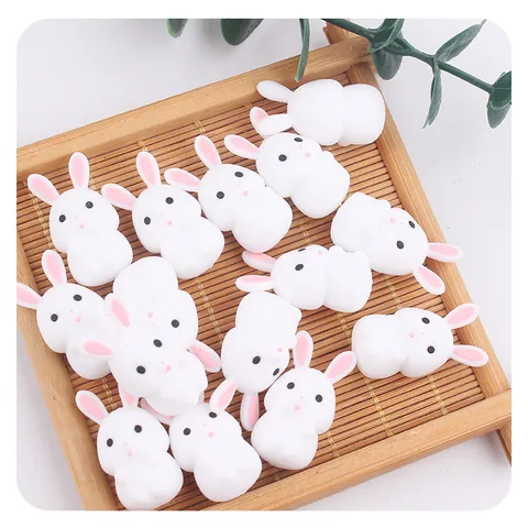 Cartoon 3D Silicone Little White Rabbit Teether Beads For Baby DIY Pacifier Chain Accessories Soft Molar Toy BPA Free