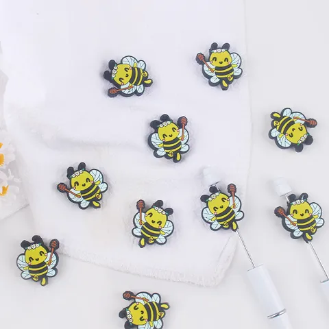 Cartoon Bee Silicone Teething Beads BPA Free DIY Pacifier Chain Bracelet Accessory Babies Infant Teether Relief Jewelry Making