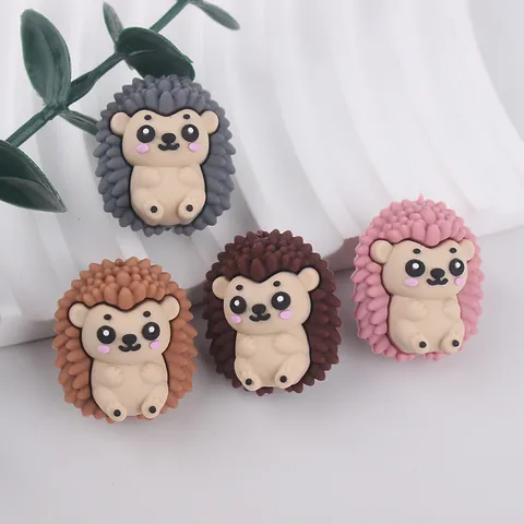 Cartoon Hedgehog Silicone Beads For Baby DIY Pacifier Chain Jewelry Making Cute Animal Shape Soft Silicone Loose Beads Craft Accessories