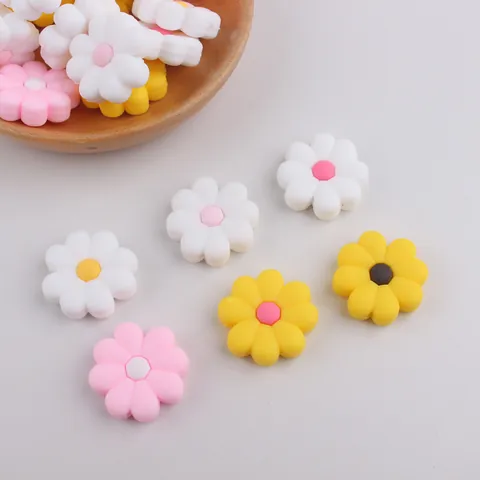 Food Grade Silicone Daisy Beads Flower Spacer Beads For DIY Jewelry Making Pacifier Chain Beaded Pen Accessories