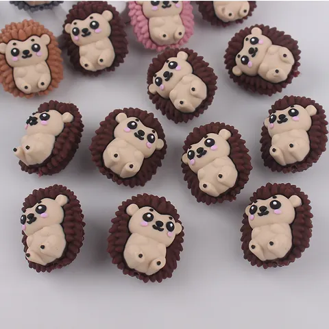 Cartoon Hedgehog Silicone Beads For Baby DIY Pacifier Chain Jewelry Making Cute Animal Shape Soft Silicone Loose Beads Craft Accessories