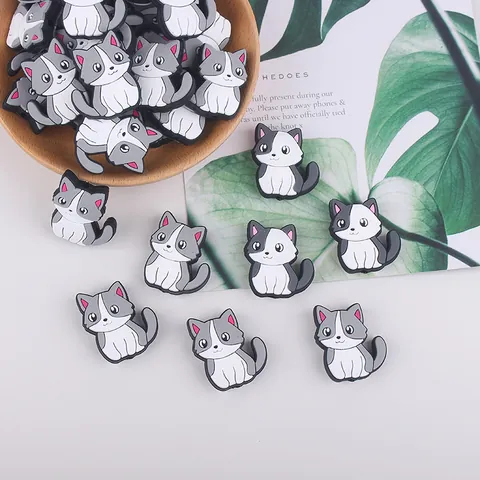 Cartoon Kat Zittende Vorm Siliconen Kralen Voor DIY Sieraden Maken Accessoires Knutselen Kat Charm Kraal Voor Schoen Charms Pen Toppers
