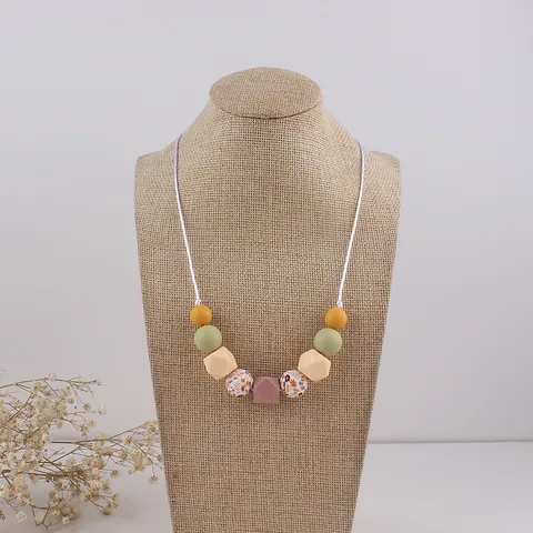 Baby Teething Necklace Food Grade Silicone Beads Nursing Necklace For Mom BPA Free Teether Toy For Infant Toddler