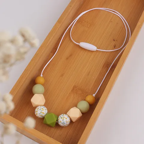 Baby Teething Necklace Food Grade Silicone Beads Nursing Necklace For Mom BPA Free Teether Toy For Infant Toddler