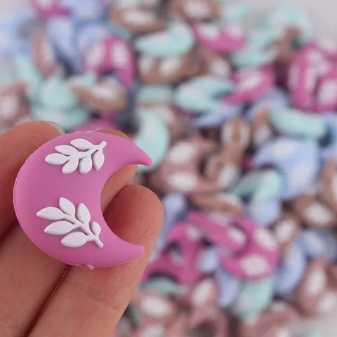 Perline in Silicone a Forma di Luna Fai da Te Con Motivo a Foglia in Rilievo Per Creazione Gioielli Penna Braccialetto Accessori