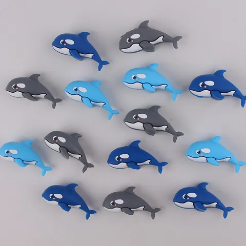 Cartoon Killer Whale Silicone Beads DIY Pacifier Chain Accessories 3D Orca Animal Beads For Jewelry Making Decoration