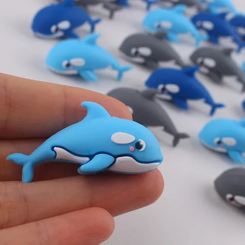 Cartoon Killer Whale Silicone Beads DIY Pacifier Chain Accessories 3D Orca Animal Beads For Jewelry Making Decoration