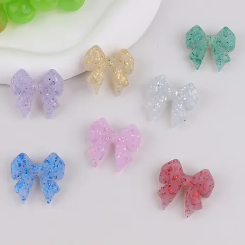 Glitter Bow Silicone Beads For DIY Beaded Pen Making Cute Cartoon Bow-knot Charms For Jewelry Making And Craft Accessories