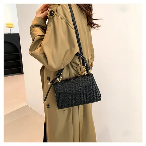 Borsa a Tracolla in Pelle PU di Moda Texture Animalier Piccola Borsa a Spalla Quadrata Con Manico Annodato Borsa da Viaggio