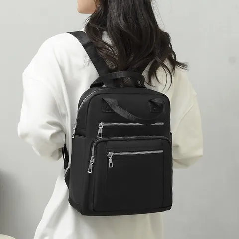 Zaino Donna in Tessuto Oxford Casual Grande Capacità Minimalista Ricamato Rombo Modello Moda Viaggio Borsa Scuola
