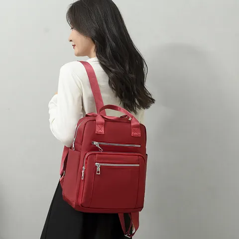 Zaino Donna in Tessuto Oxford Casual Grande Capacità Minimalista Ricamato Rombo Modello Moda Viaggio Borsa Scuola