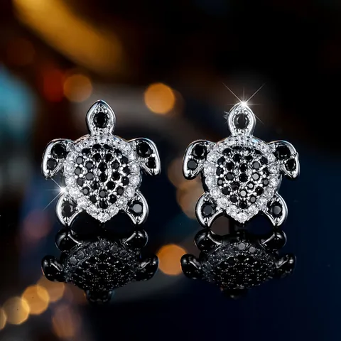 Simpatici Orecchini A Bottone A Forma Di Tartaruga Marina Per Donna Orecchini In Rame Con Zirconia Intarsiata Gioielli Di Moda