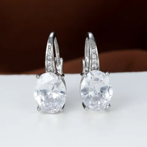 Elegante Ovale AAA Zirkonia Brisur Ohrringe Gold Platin Plattiert Kupfer Eingelegt Strass Schmuck Für Damen Hochzeit Party