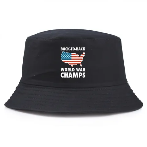 Cappello da Pescatore in Cotone con Stampa Mappa USA Back To Back World War Champs Protezione Solare Casual per Uomo Donna