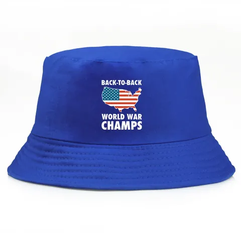 Cappello da Pescatore in Cotone con Stampa Mappa USA Back To Back World War Champs Protezione Solare Casual per Uomo Donna