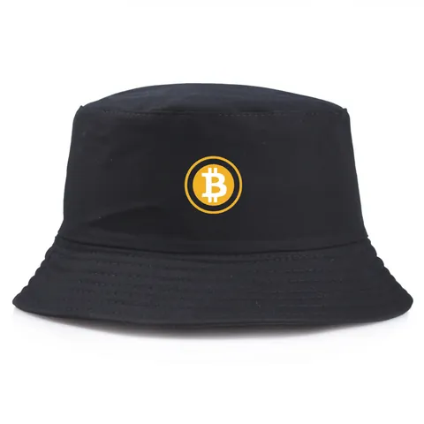 Bitcoin Logo Katoen Vissershoed Zonbescherming Casual Fisherman Cap Voor Outdoor Reizen Zomer Mannen Vrouwen Mode Hoofddeksels