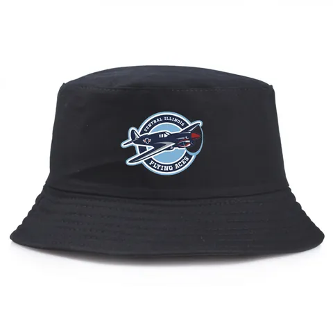Unisex Cotton Bucket Hat With Flying Aces Pilot Airplane Print American Retro Sun Protection Shading Outdoor Fisherman Cap