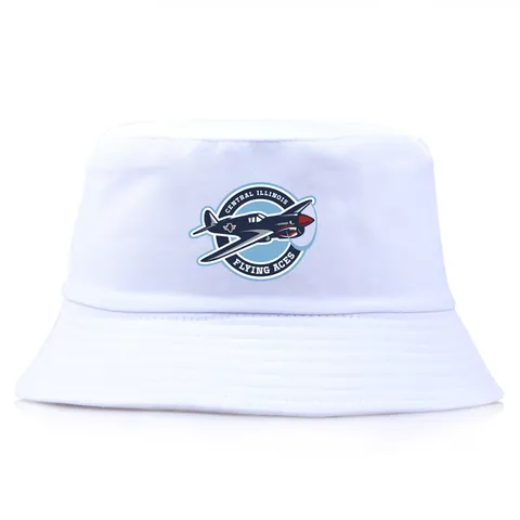 Unisex Cotton Bucket Hat With Flying Aces Pilot Airplane Print American Retro Sun Protection Shading Outdoor Fisherman Cap