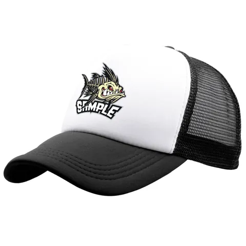 Mesh Trucker Hat With Fish Bone Print Breathable Polyester Baseball Cap For Outdoor Fishing Sports Men Women Adjustable Sunshade Top