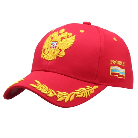Russischer Doppeladler Bestickt Baseballkappe Baumwolle Verstellbar Outdoor Sonnenhut Gold Stickerei Russland Wappen Kappe Herren Damen