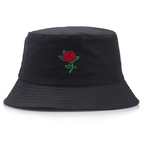 Sombrero de Pescador Bordado Rosa Mujer Hombre Lona de Algodón Protección Solar Verano Casual Moda Sombrero Plegable