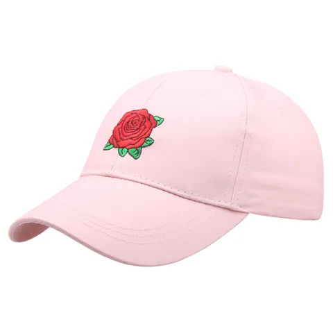 Gorra de Béisbol con Bordado de Rosa Algodón Protección Solar Ajustable Sombrero Casual para Exterior Mujer Hombre