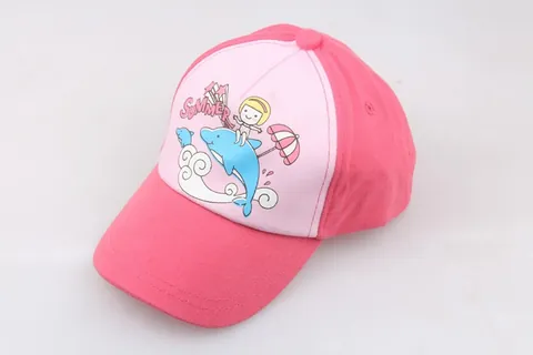 Berretto da Baseball in Cotone Estivo per Bambini Simpatico Delfino Cartone Animato Ragazza Cappello da Sole per Bambini 1-2 Anni Regolabile Rosa Bianco