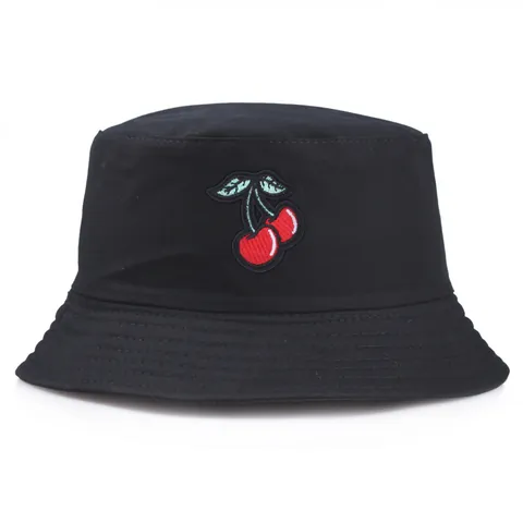 Sombrero de Pescador de Algodón Bordado de Cereza Parasol de Verano Sombrero de Sol Casual Simple para Hombre Mujer Unisex