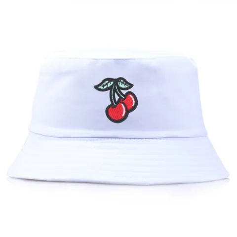 Sombrero de Pescador de Algodón Bordado de Cereza Parasol de Verano Sombrero de Sol Casual Simple para Hombre Mujer Unisex