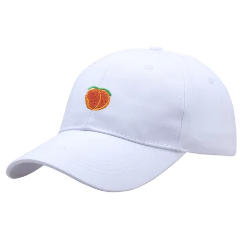 Berretto da Baseball con Ricamo a Pesca per Donna Uomo Cotone Regolabile Cappello da Sole Casual Motivo a Frutta Tesa Curva Sportiva