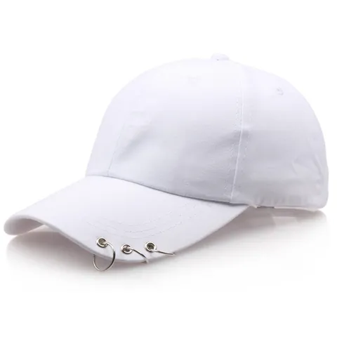 Unisex Streetwear Baumwolle Baseballkappe Mit Dreifach Metallringen Verstellbar Punk Casual Sommer Sonnenhut Damen Herren