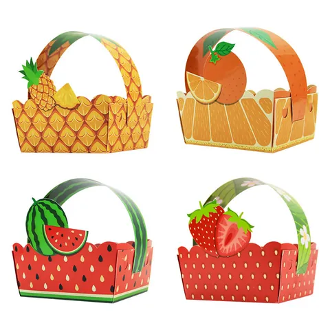 Scatola Regalo Caramelle Festa Cesto Fiori Frutta Imballaggio Carta Borse Regalo Motivo Frutta Portatili per Matrimonio Compleanno Estate Festa
