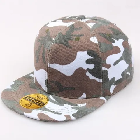 Chapeau Snapback à Motif Camouflage en Polyester Bord Plat Réglable Hip Hop Sports de Plein Air Casquette de Baseball Homme Femme