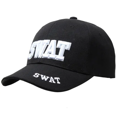 SWAT Embroidered Cotton Baseball Cap For Men Women Adjustable Tactical Hat Outdoor Sunshade Sport Snapback Trucker Cap Black