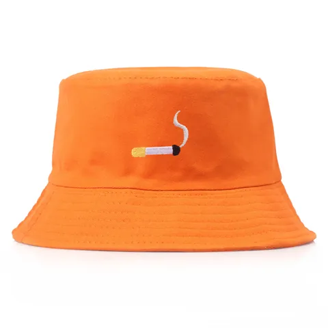 Mode Katoen Vissershoed Voor Mannen Vrouwen Streetwear Borduurwerk Sigaret Patroon No Chill Fisherman Hat Zomer Zonbescherming Casual Cap