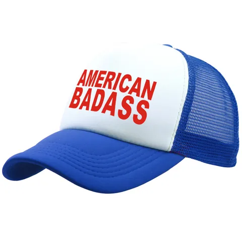 American Badass Print Trucker Hat For Men Women Breathable Mesh Baseball Cap Casual Sunshade Peaked Hat Outdoor Adjustable Snapback