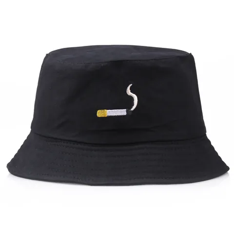 Mode Katoen Vissershoed Voor Mannen Vrouwen Streetwear Borduurwerk Sigaret Patroon No Chill Fisherman Hat Zomer Zonbescherming Casual Cap