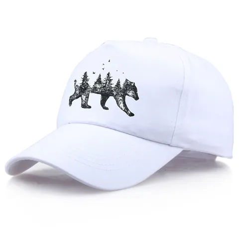 Gorra de Béisbol de Algodón con Estampado de Oso del Bosque para Hombre Mujer Ajustable Informal al Aire Libre Deporte Hip Hop