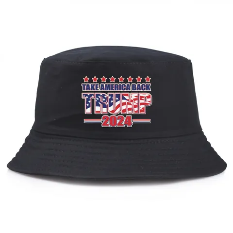Cotton Bucket Hat With Take America Back Print US Flag Elements Patriotic Sun Protection Fisherman Cap Election Outdoor Accessories