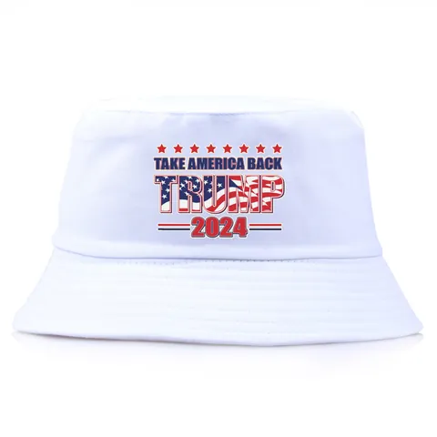 Cotton Bucket Hat With Take America Back Print US Flag Elements Patriotic Sun Protection Fisherman Cap Election Outdoor Accessories
