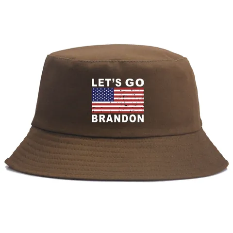 Lets Go Brandon Print Cotton Bucket Hat US Flag Pattern Sun Protection Outdoor Summer Hat For Men Women