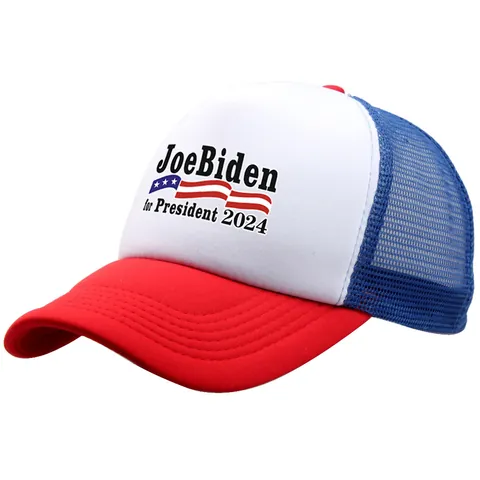 Joe Biden 2024 For President Campaign Trucker Hat Polyester Mesh Baseball Cap Adjustable Outdoor Election Theme US Flag Hat