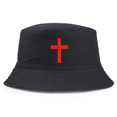 Cappello alla Pescatora alla Moda in Cotone Con Stampa a Croce Per Uomo Donna Protezione Solare Outdoor Streetwear Viaggio Spiaggia