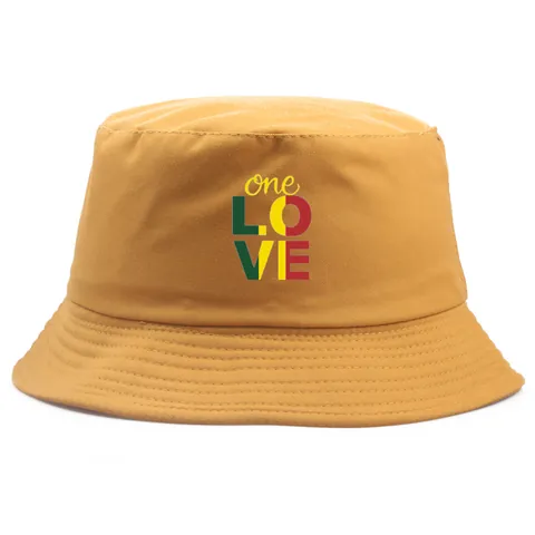 One Love Letter Print Cotton Bucket Hat For Men Women Casual Sun Protection Fisherman Hat Summer Outdoor Sunshade Cap