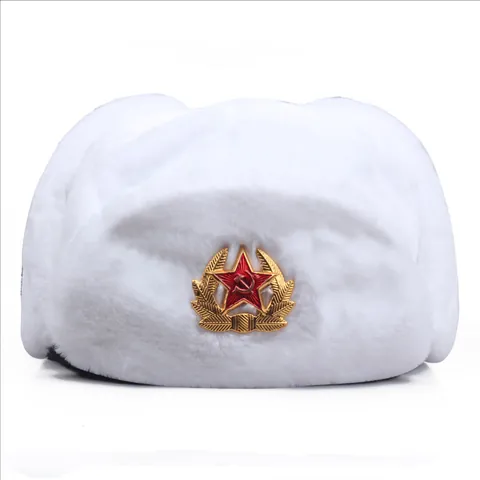 Colbacco in Pelliccia Sintetica con Distintivo Sovietico Orecchi paraorecchie Invernali Caldi per Uomo Donna Stile Russo