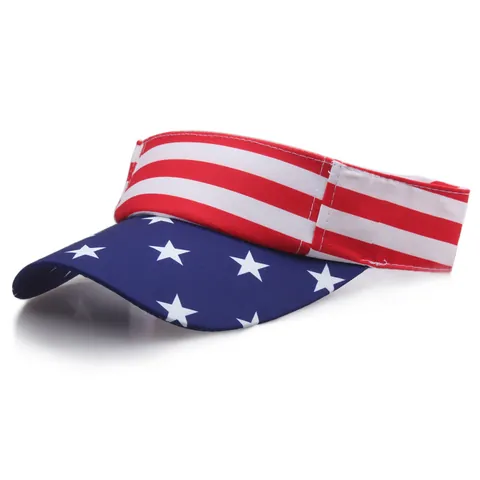 Visiera Parasole con Stampa Bandiera USA Stelle e Strisce per Uomo Donna Regolabile Traspirante Cappello Patriotico Sport Estate Spiaggia