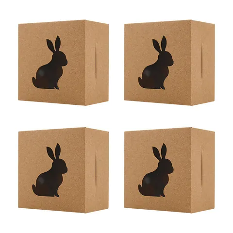 Ostern Hase Hohl Kraftpapier Geschenkbox Für Süßigkeiten Bäckerei Party DIY Faltbare Leckerli-Box Braun Verpackungsbox