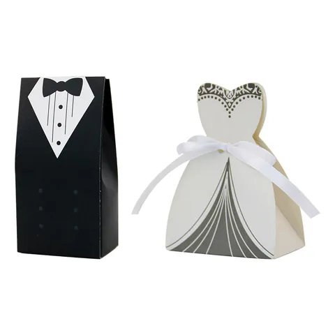 European Groom Suit Bride Dress Wedding Candy Box Creative Party Favor Gift Box Paper Material Marriage Celebration